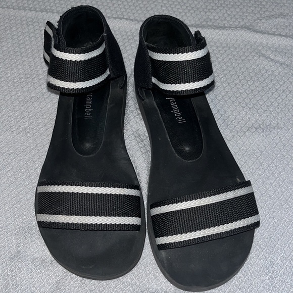 NEW JEFFREY CAMPBELL WOMENS Size 7 GAME TIME SANDALS CANVAS WITH RUBBER SOLE - Picture 1 of 11